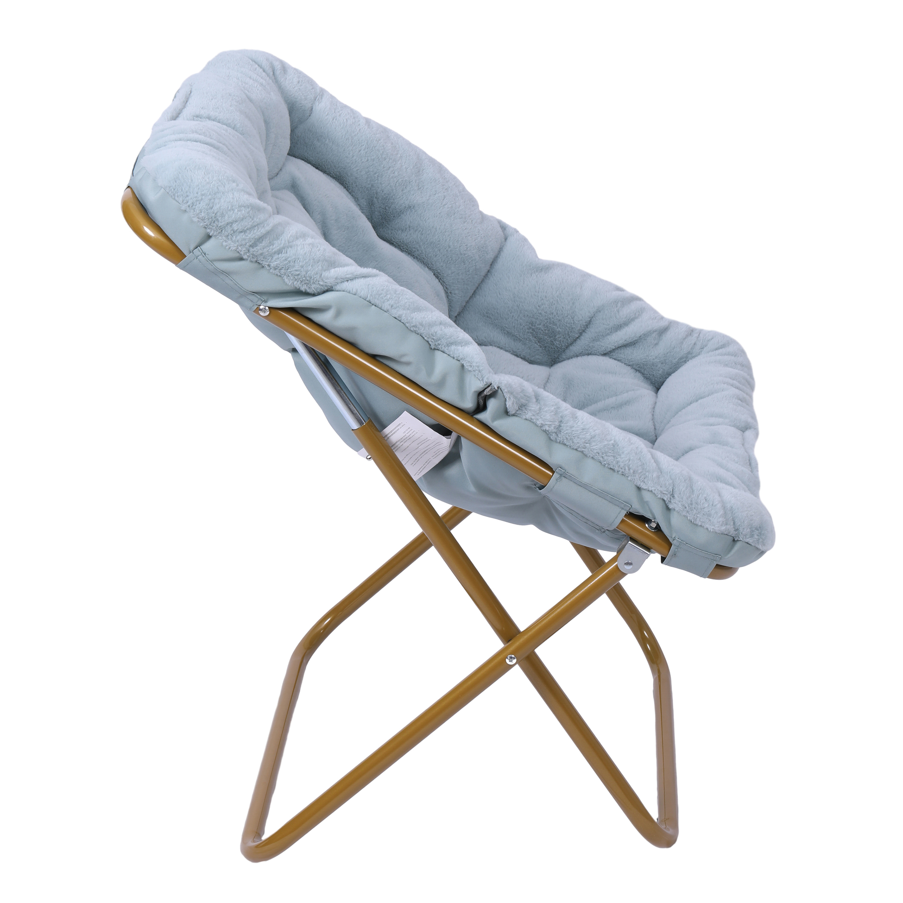 Archer 28" Oversized Portable Faux Fur Folding Saucer Chair with Folding Otto... - Picture 45 of 49