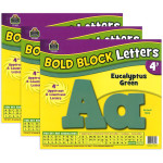 Teacher Created Resources&reg; Eucalyptus Green 4" Bold Block Letters Combo, 230 Pack Per Pack, 3 Packs TCR8693-3
