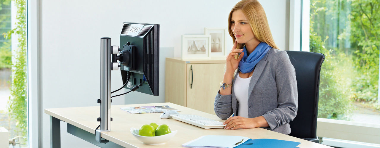 Adjust to the perfect ergonomic position to prevent neck, back, and eye strain.