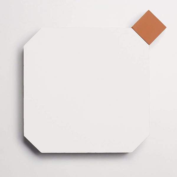 cement: pavimenti act I | paradiso octagon + bouchon | matte | white + flowerpot | sample 