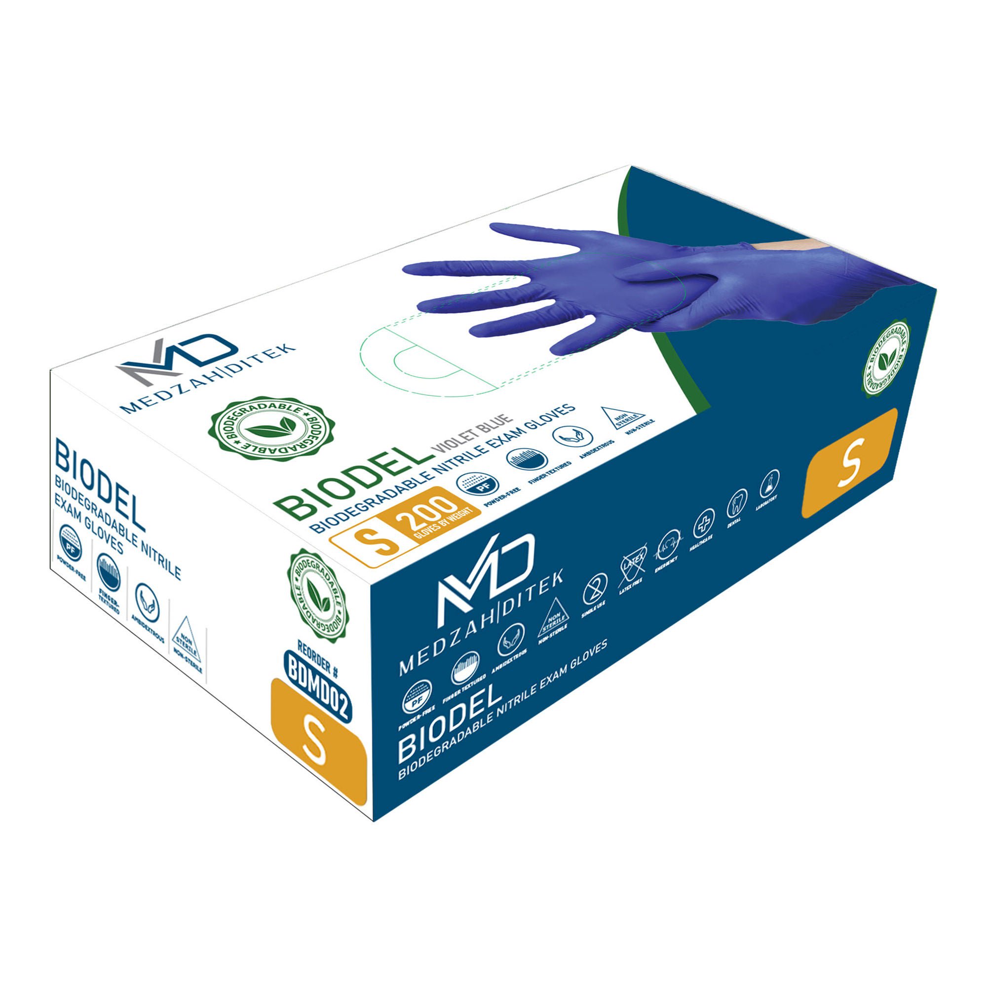 Medzah Industries GLOVE, EXAM BIODEGRADABLE SM 4.0MIL 9.5" (200EA/BX 10BX/CS)