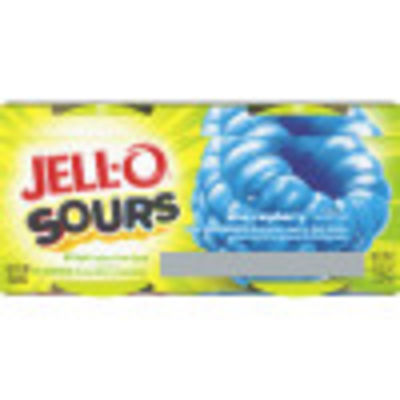 Jell-O Sours Blue Raspberry Gelatin Snacks, 4 ct Cups