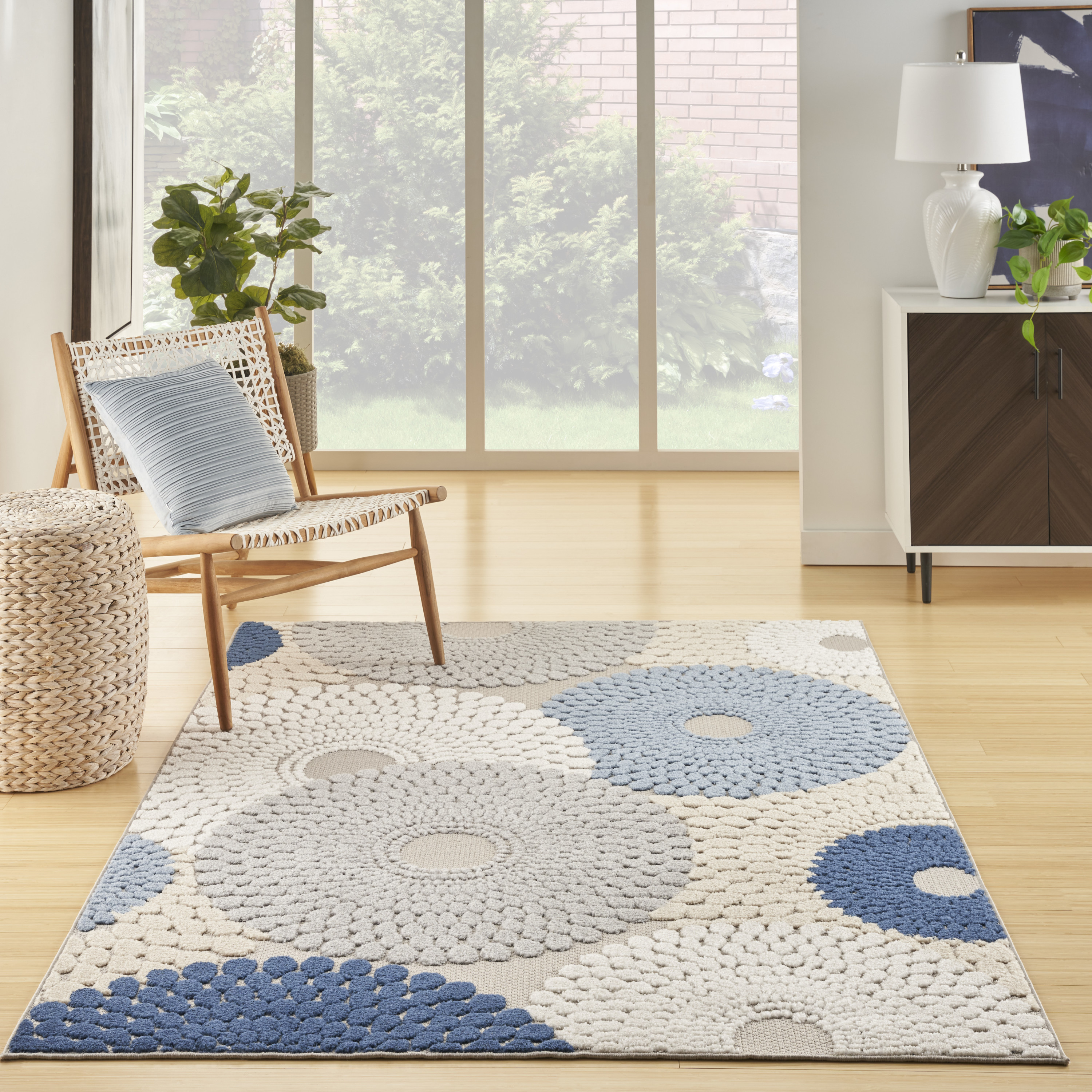 Nourison Aloha 6' x 9' Blue Grey Modern Rug
