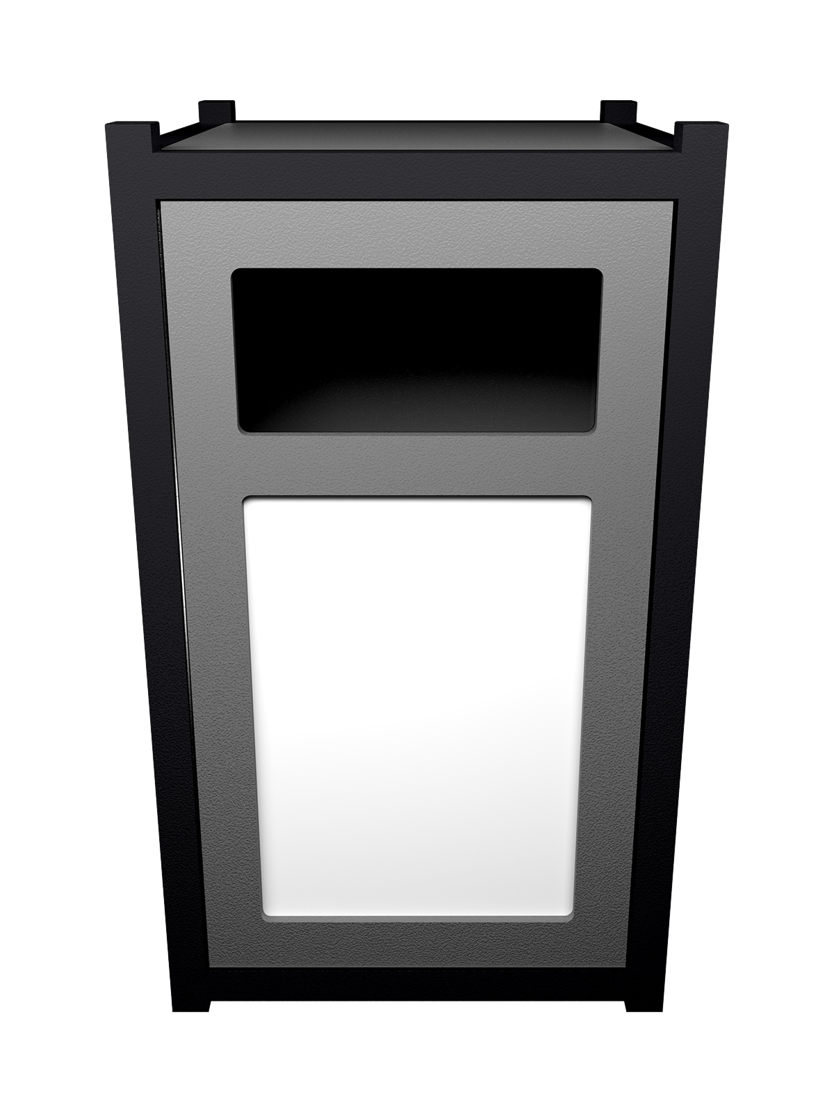 Busch Systems Aspyre Collection Vision XL Series single in black and grey with full door and sign