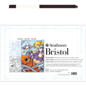 200 Series Bristol Paper Pad, Tape Binding, 24 Sheet, 11x17 inch, 1 Count