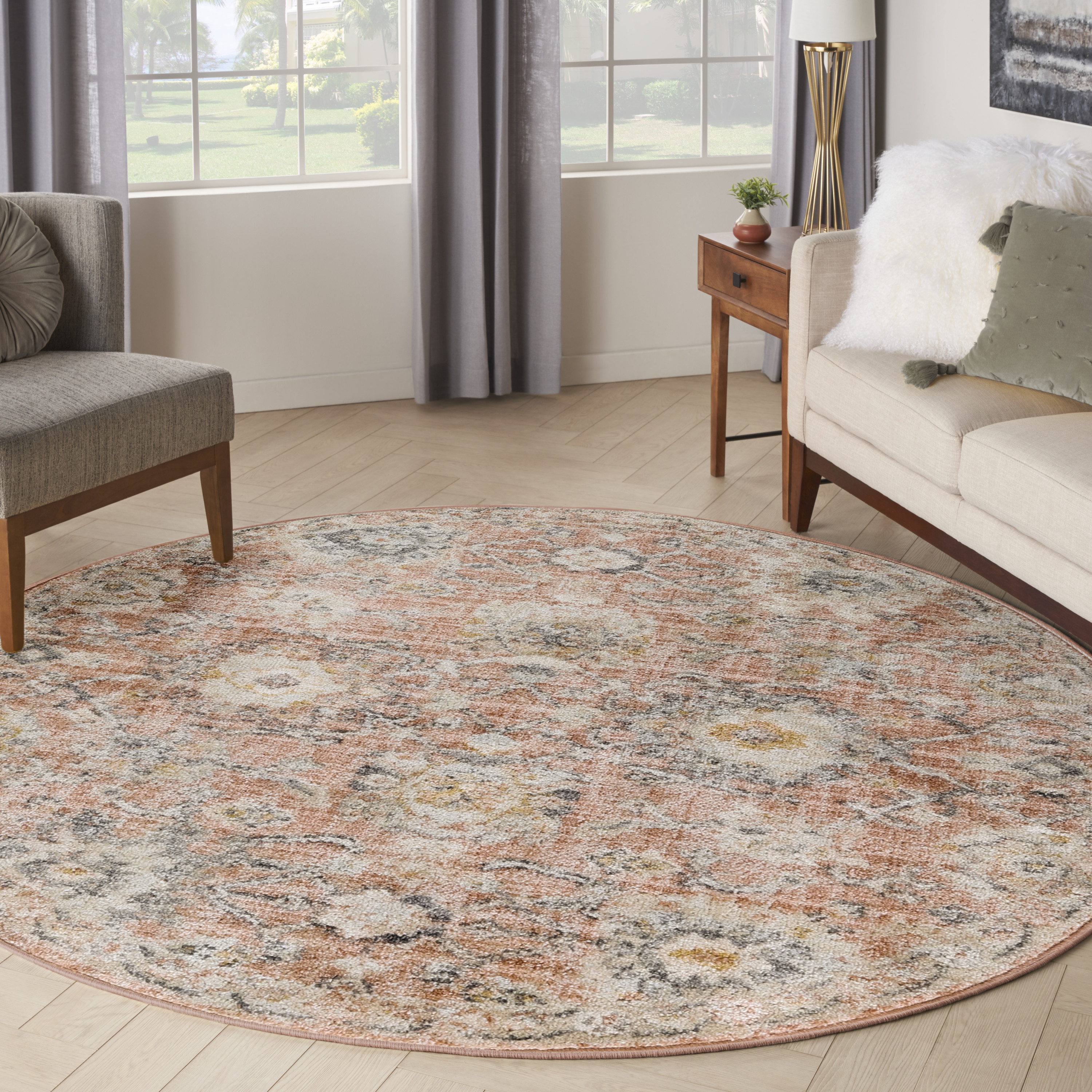 Nourison Oushak Home 7'10" x Round Rust Vintage Indoor Rug