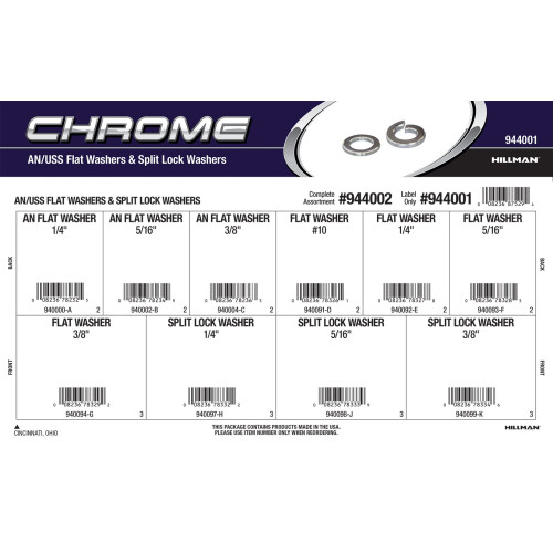 Chrome AN/USS Flat Washers & Split Lock Washers Assortment