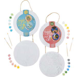 Paintable Circle 7" Hanging Canvas Wall Art 2-Pack