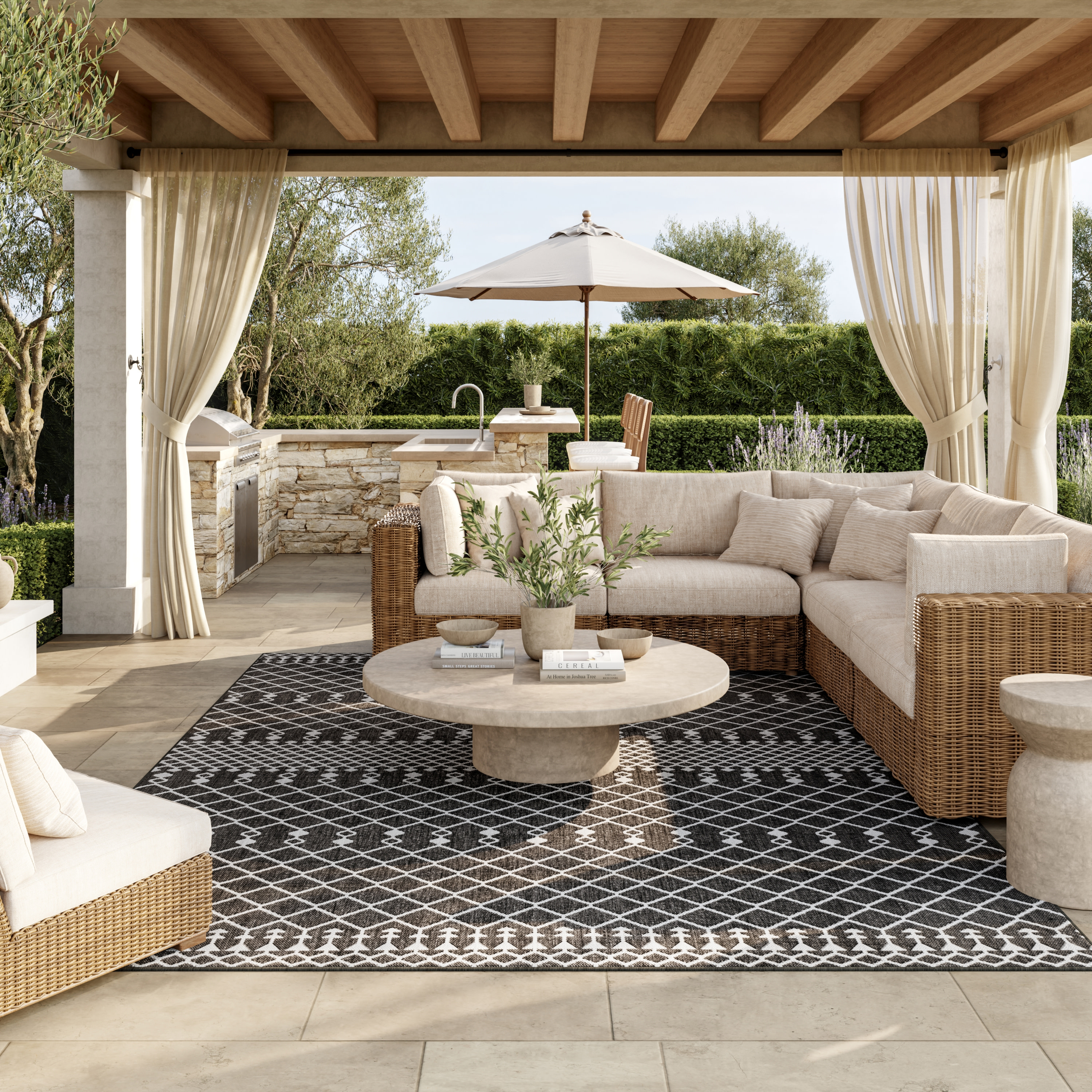 Nourison Positano 8' x 10' Black Modern Rug