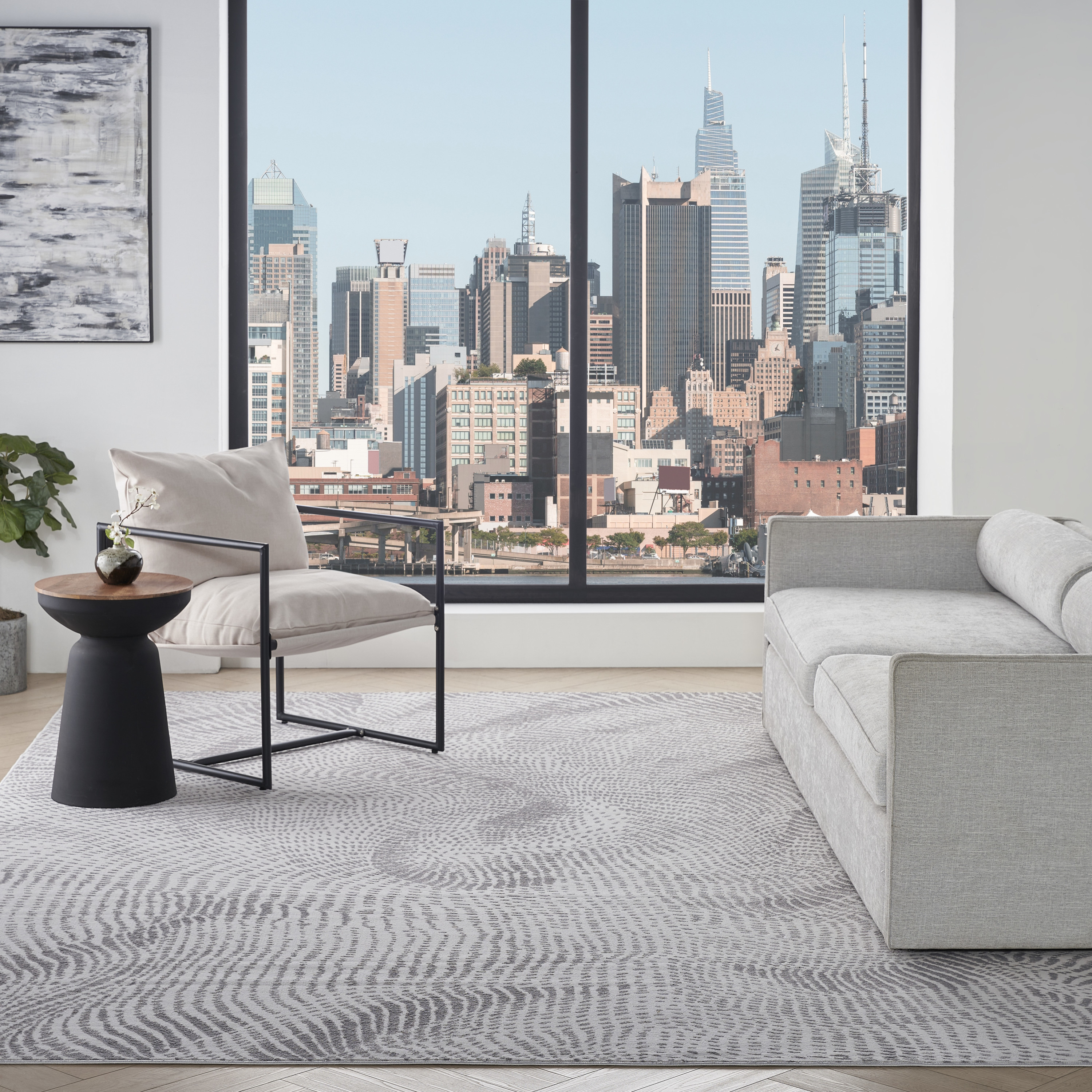 DKNY Central Park West 7'10" x 9'10" Grey Modern Indoor Rug