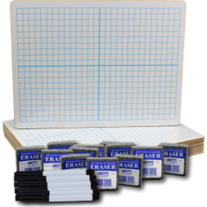 Dry Erase XY Axis/Dry Erase, Two-Sided, Pens & Erasers, 9" x 12", Class Pack of 12
