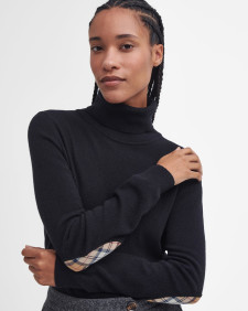 Pendle Roll-Neck Jumper Black-Hessian Tartan