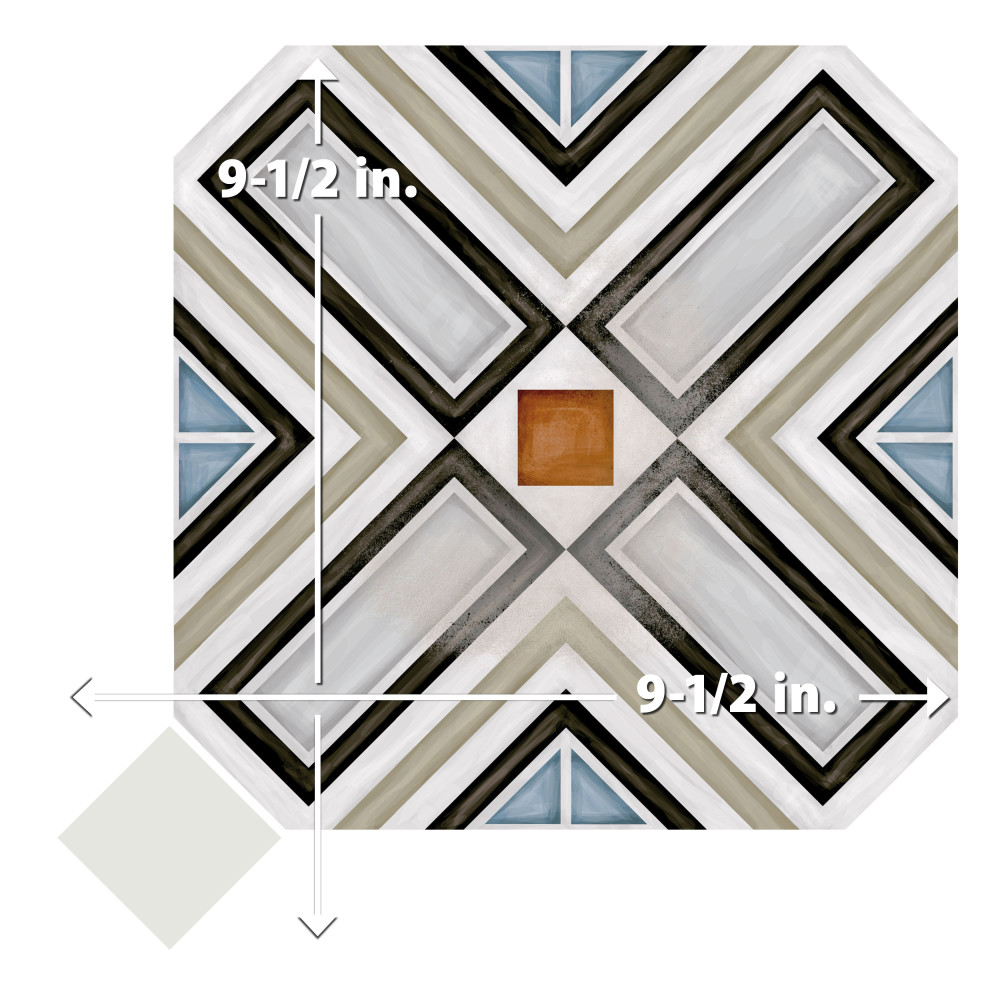 Vaudeville Octagon Deco Ritter with Taco Nacar 7-7/8 in. x 7-7/8 in. Porcelain Floor and Wall Tile