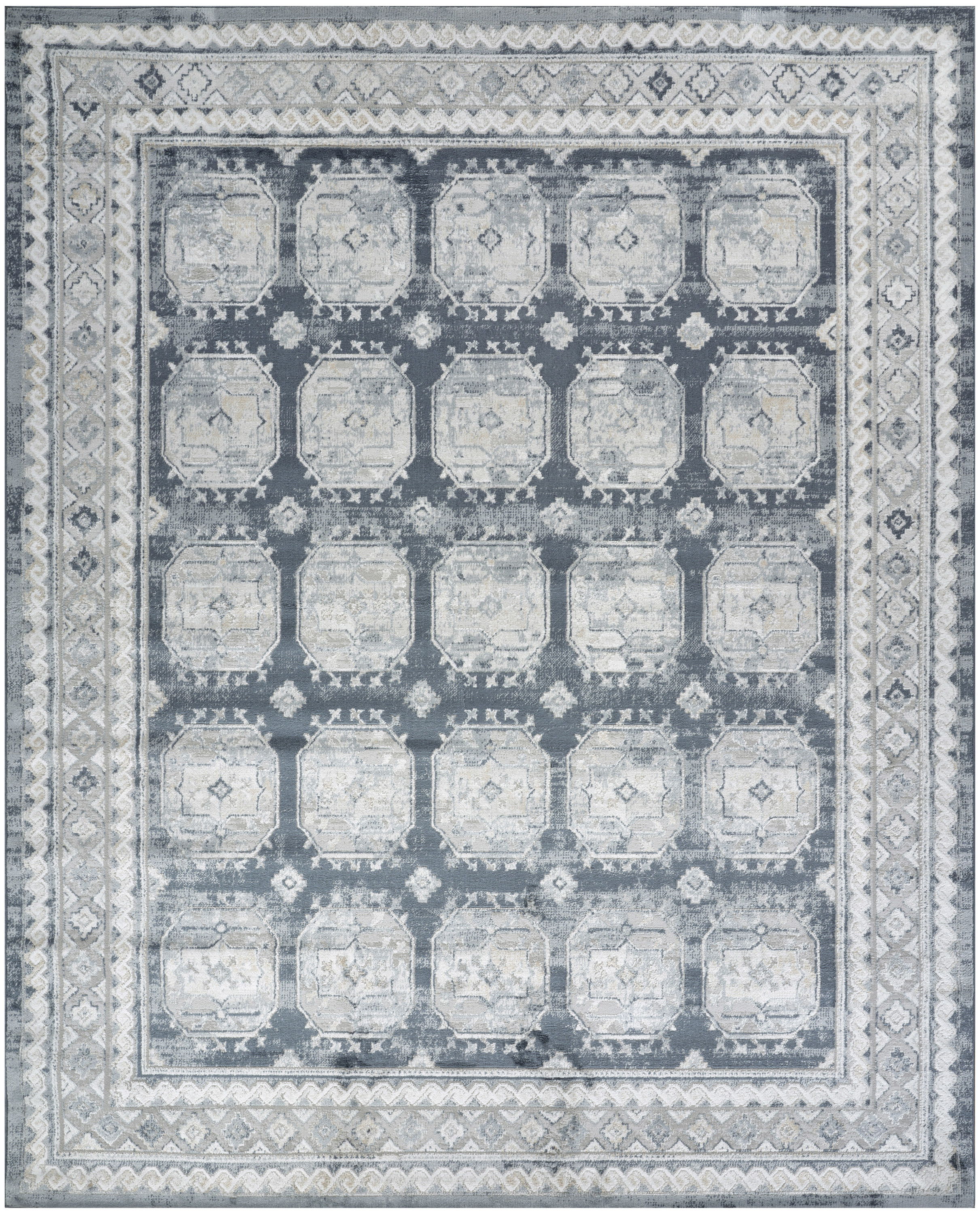 Nourison Dekor 7'10" x 9'10" Grey Navy Vintage Indoor Rug
