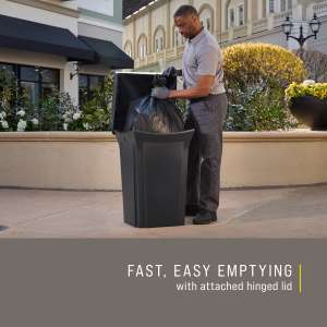 RUB843088BK, Rubbermaid Commercial,  Ranger Container with 2 Doors, 35 gal, Plastic, Black