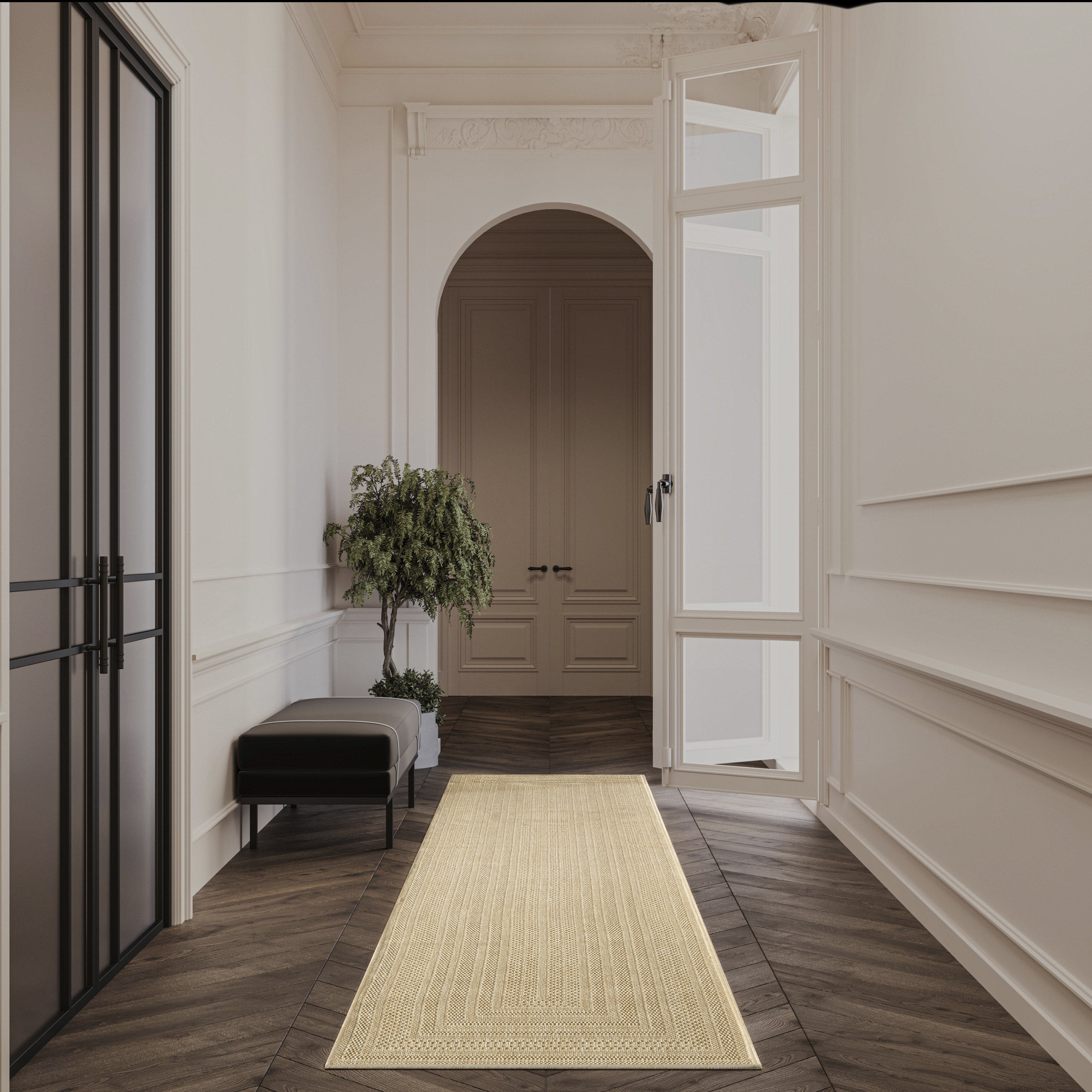 Nourison Tulum 2' x 6' Taupe Ivory Outdoor Rug