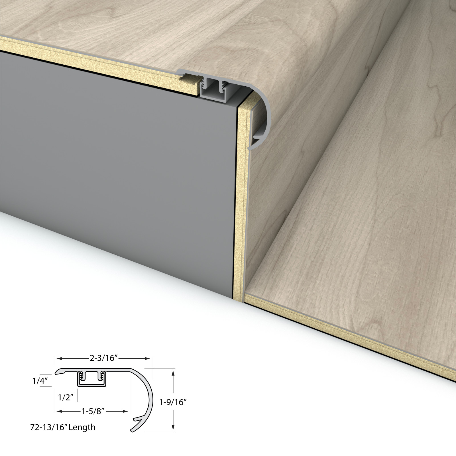 Railway Gray Stair Nosing Overlap 6.5mm view 4