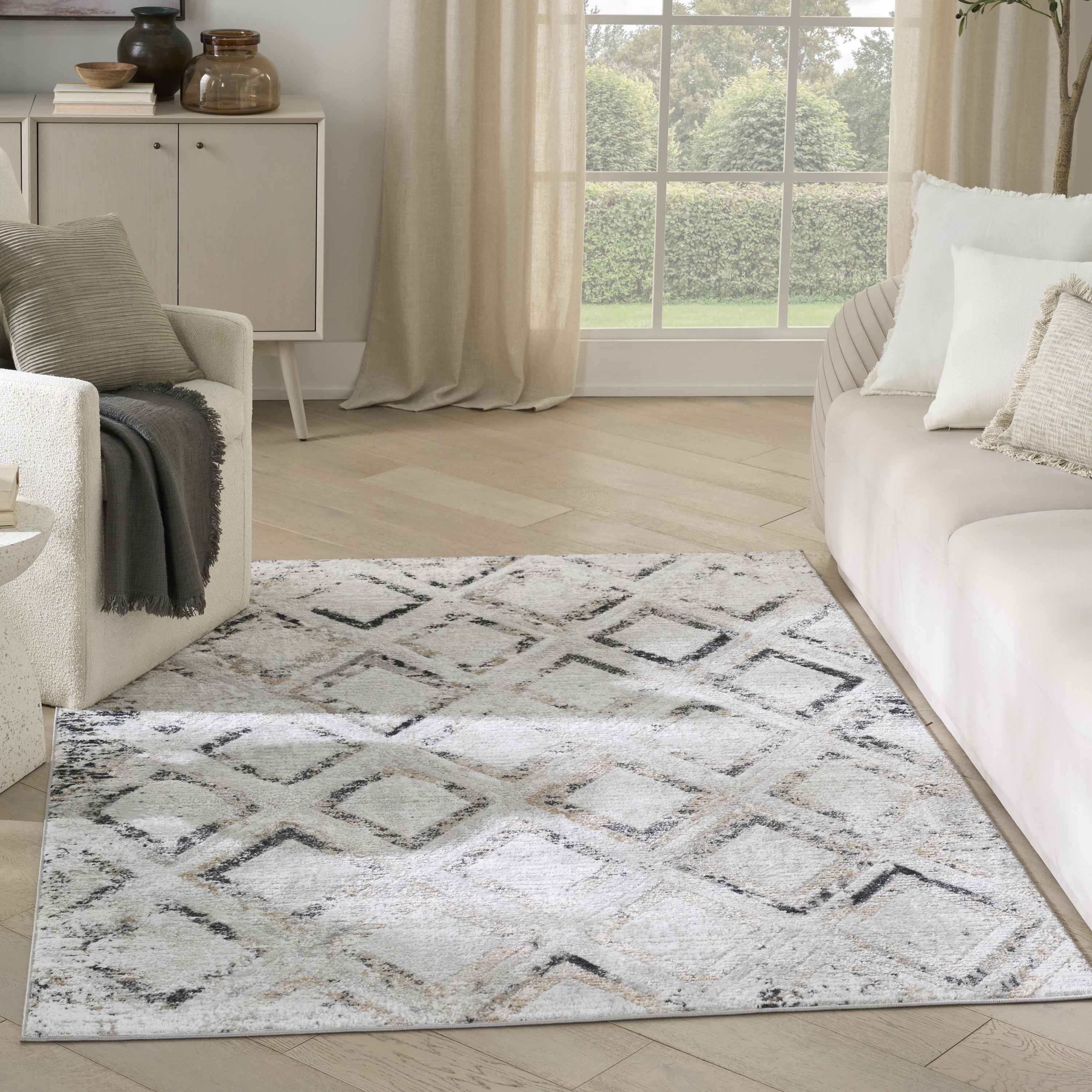 Nourison Dekor 4' x 6' Grey Charcoal Modern Indoor Rug