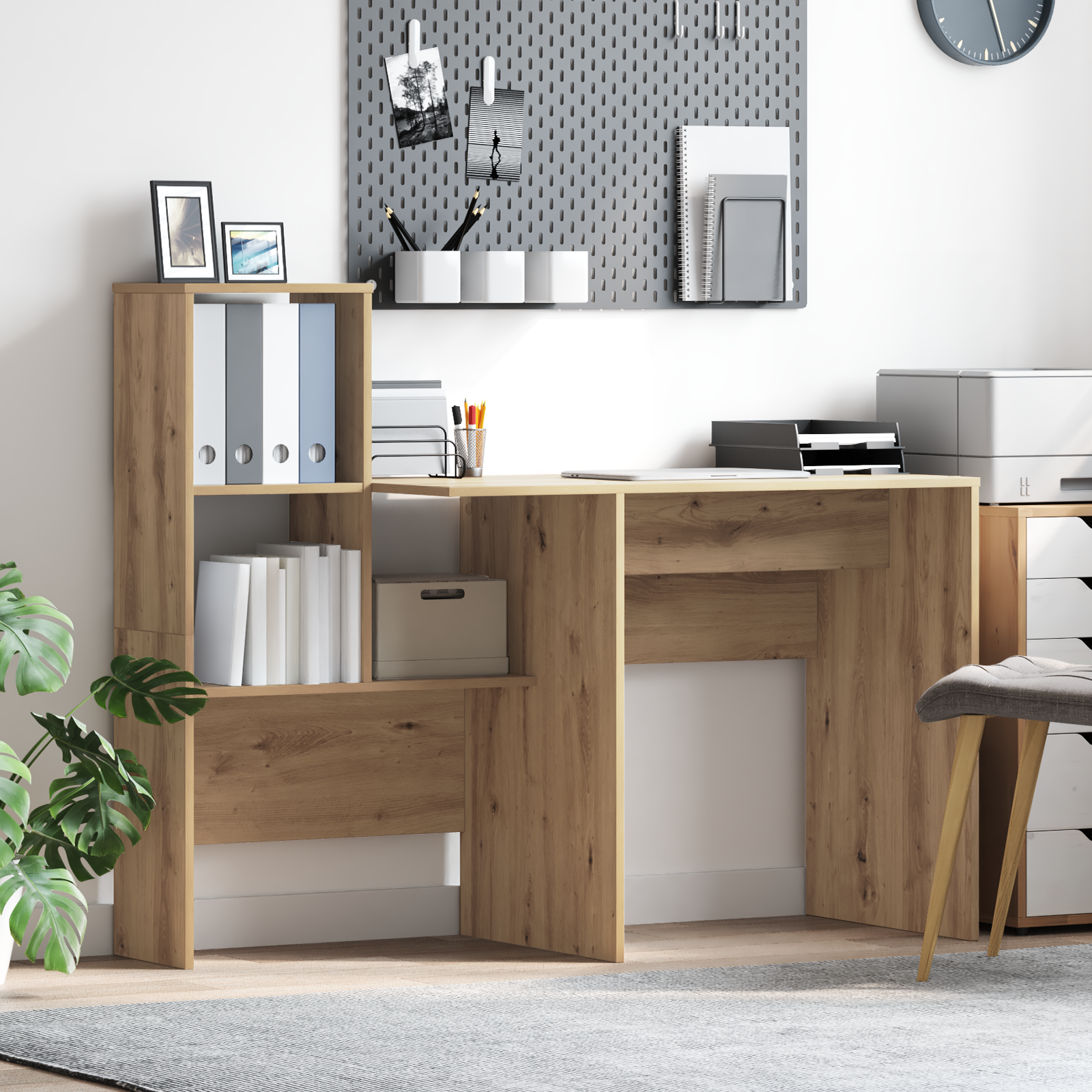 vidaXL Schreibtisch Artisan-Eiche 131,5 x 50 x 106,5 cm Holzwerkstoff – Bild 3