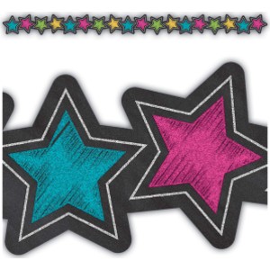 Chalkboard Brights Stars Die-Cut Border Trim, 35 Feet