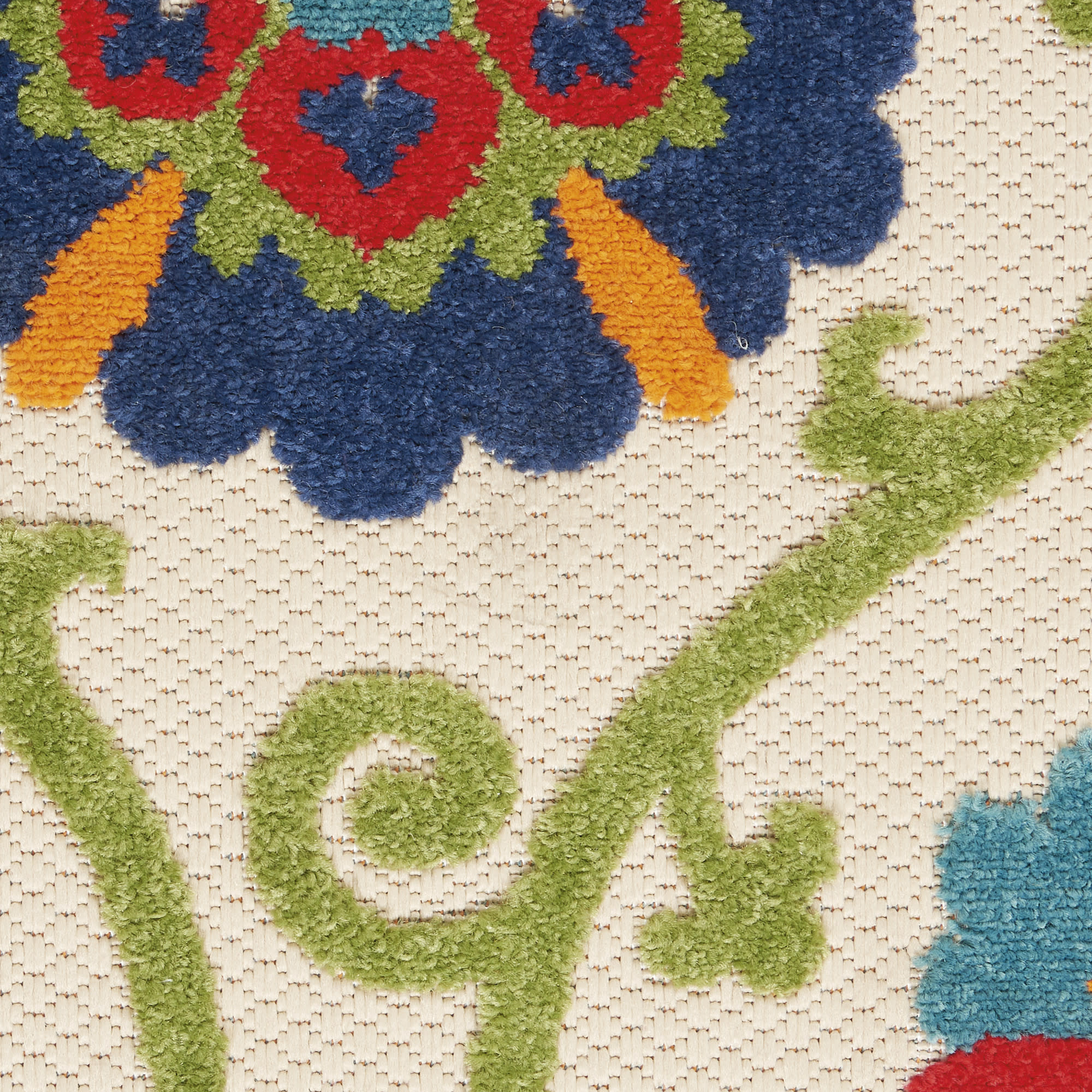 Nourison Aloha 5'3" x Round Blue Multicolor Contemporary Rug