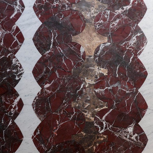 clé lapidary + cristina celestino | moscova floor | rosso italiano, iberian chocolate + carrara (bundle) | honed