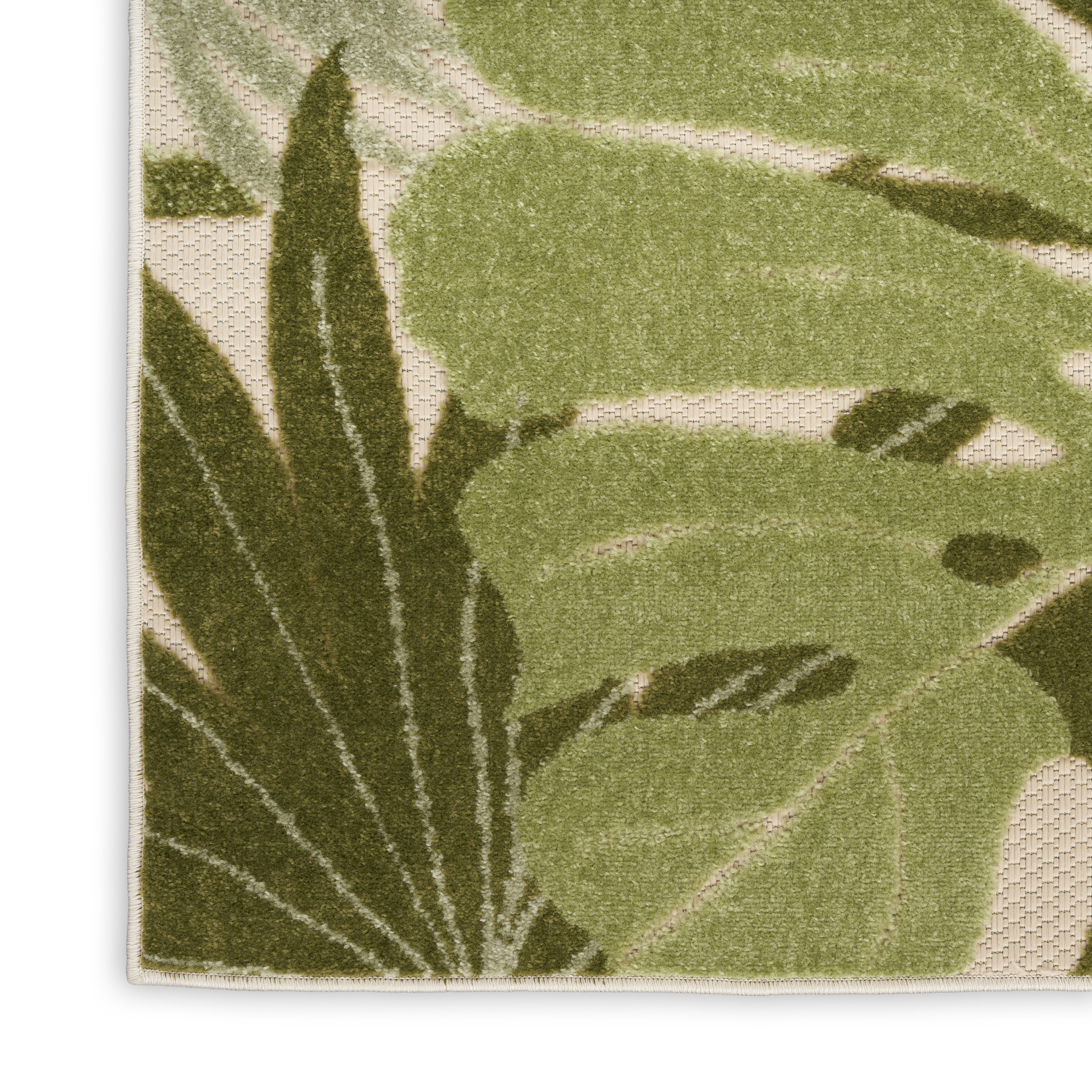 Nourison Aloha 2'3" x 8' Ivory Green Outdoor Rug