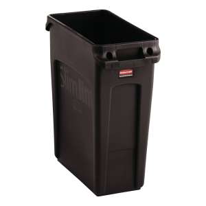 Rubbermaid Commercial, Vented Slim Jim, 16 gal, Resin, Brown, Rectangle, Receptacle