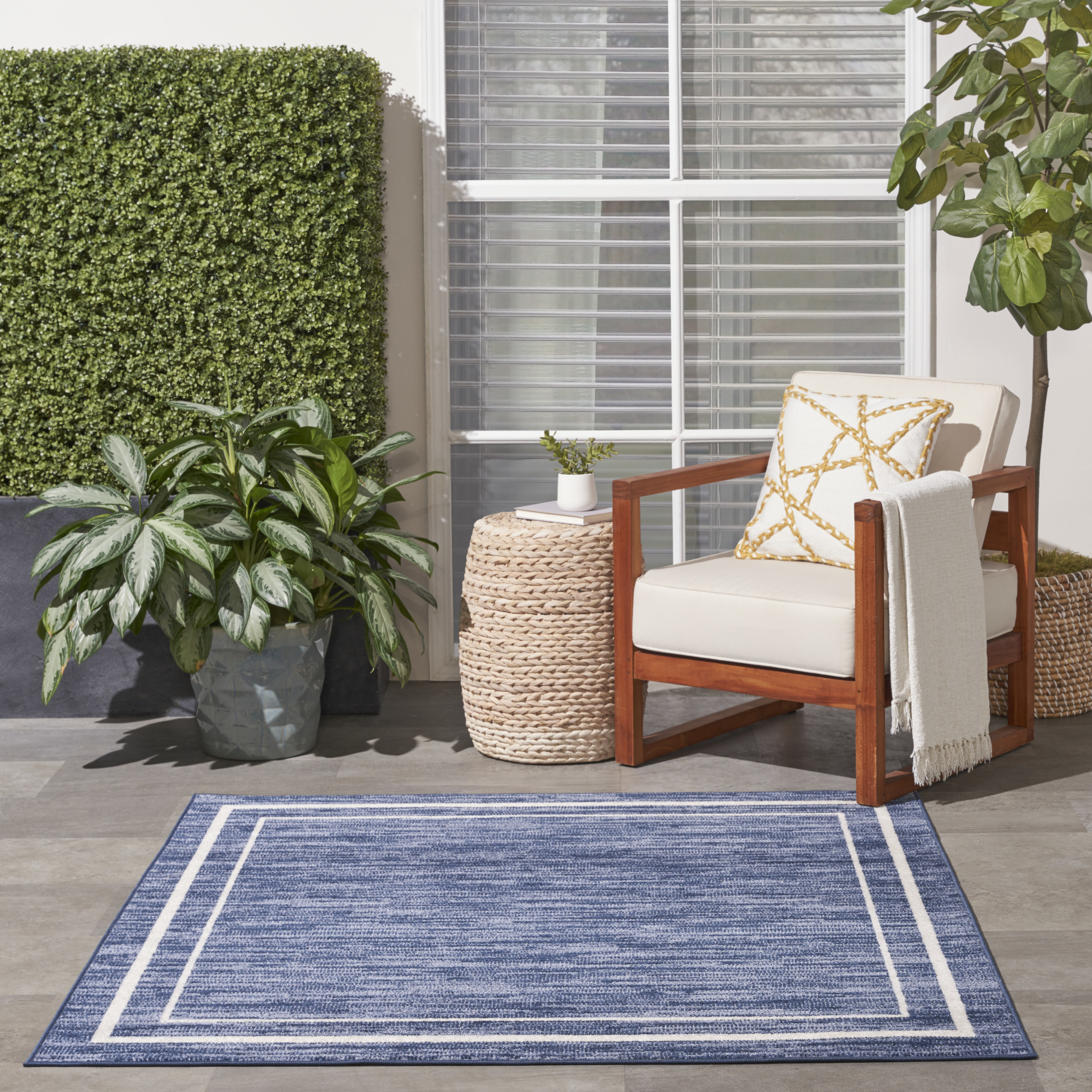 Nourison Nourison Essentials 5' x Square Navy Ivory Contemporary Rug