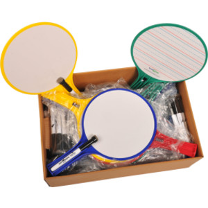 Round Double-Sided Whiteboard Paddles with Markers, Pack of 24