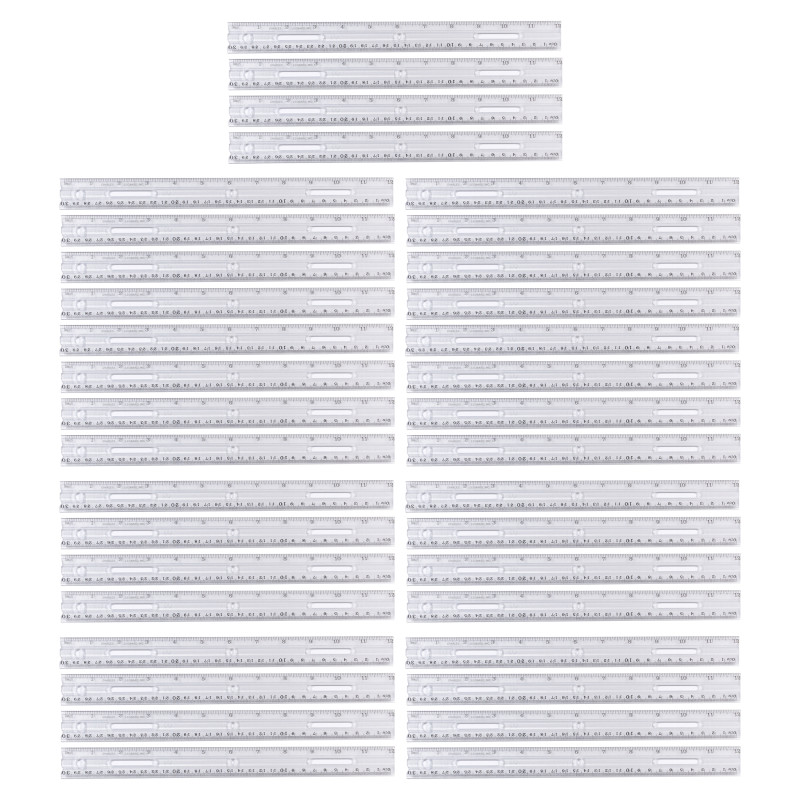 Plastic Ruler with Pencil Groove, 12-Inch, Clear, Pack of 36