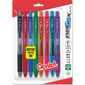 EnerGel-X Retractable Liquid Gel Pen, (0.5mm) Needle Tip, Fine Line, Assorted Ink, 8-Pack