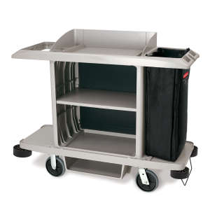 Rubbermaid Commercial, Executive Full Size Housekeeping Cart – Traditional, Platinum