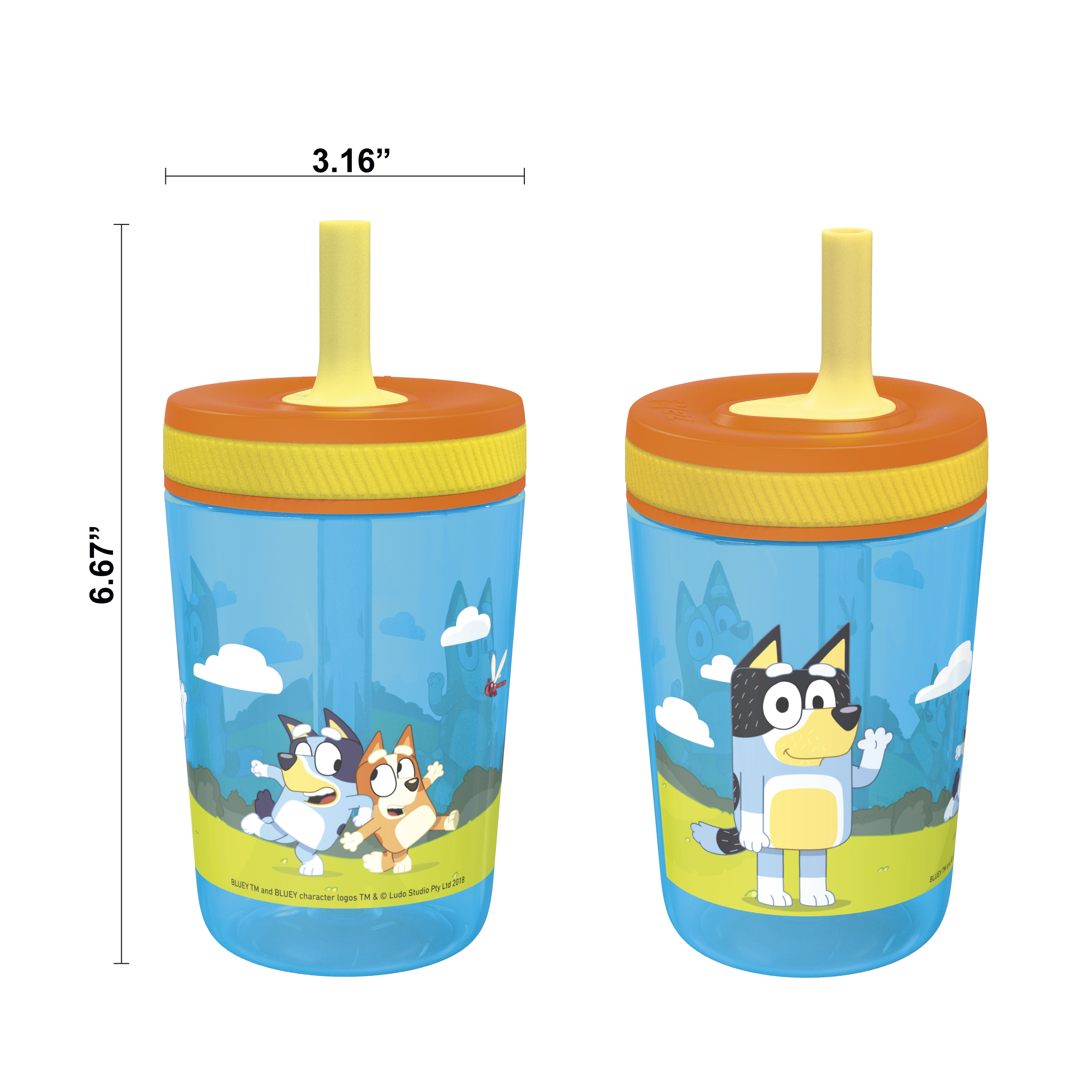 Bluey 15 ounce Plastic Tumbler with Lid and Straw, Bandit Healer and Chilli Heeler, 2-piece set slideshow image 5 Bluey 15 ounce Plastic Tumbler with Lid and Straw, Bandit Healer and Chilli Heeler, 2-piece set slideshow image 5