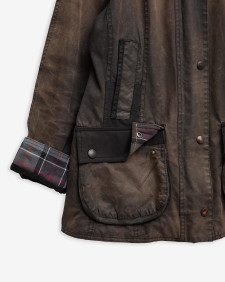 Barbour Re-Loved Beadnell Waxed Jacket - Size 12 Black