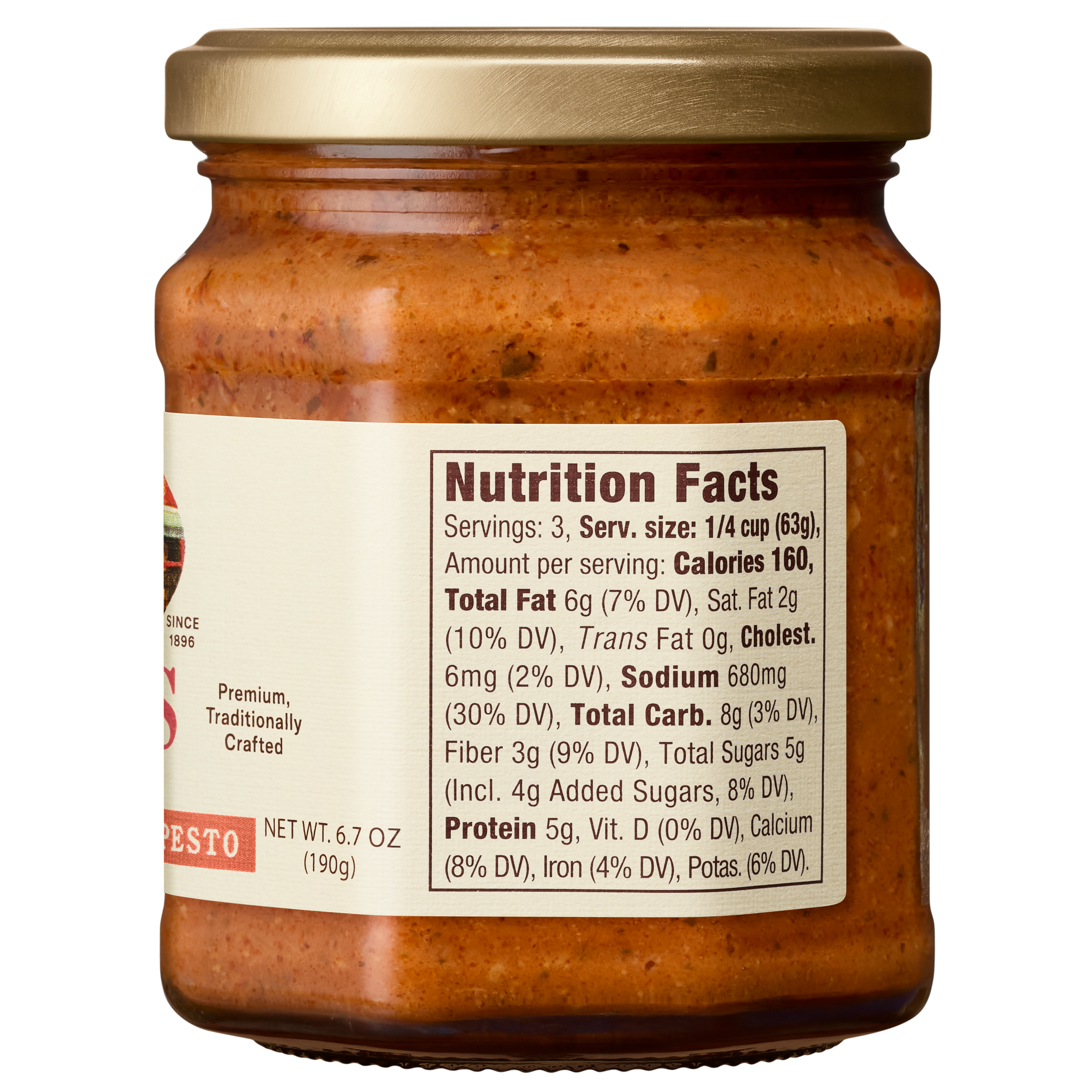 Sun Dried Tomato Pesto Sauce, 6.7 oz - Right Image