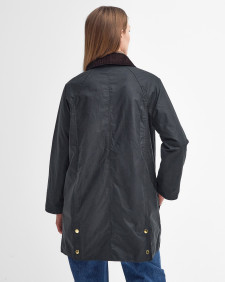 Long Beadnell Waxed Jacket Sage-Ancient