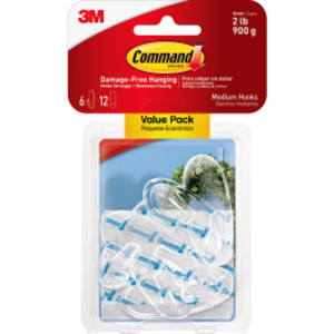 Command&trade; Clear Medium Hooks Value Pack, 6 Count
