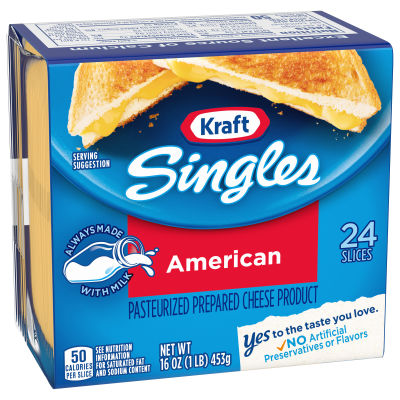 Kraft Singles American Cheese Slices 16 oz Package (24 Slices)