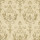 Beige damask wallpaper covering a wall, repeating ornate scrolling floral motifs in distressed gold; pattern appears flat in a close-up view, warm neutral tones suggesting a traditional interior.