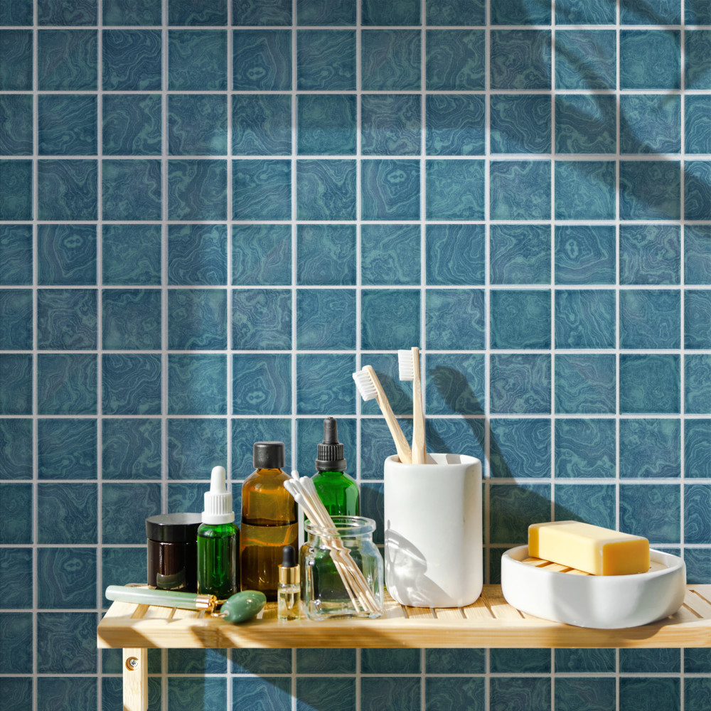 Sample – Resort Palm Green Porcelain Mosaic Tile