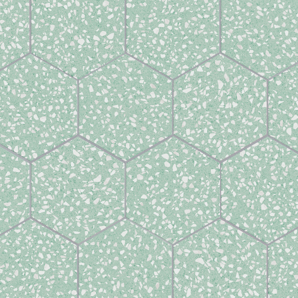 Venice Hex Mint 8.63x9.88 Hexagon Porcelain Floor and Wall Digital Pattern