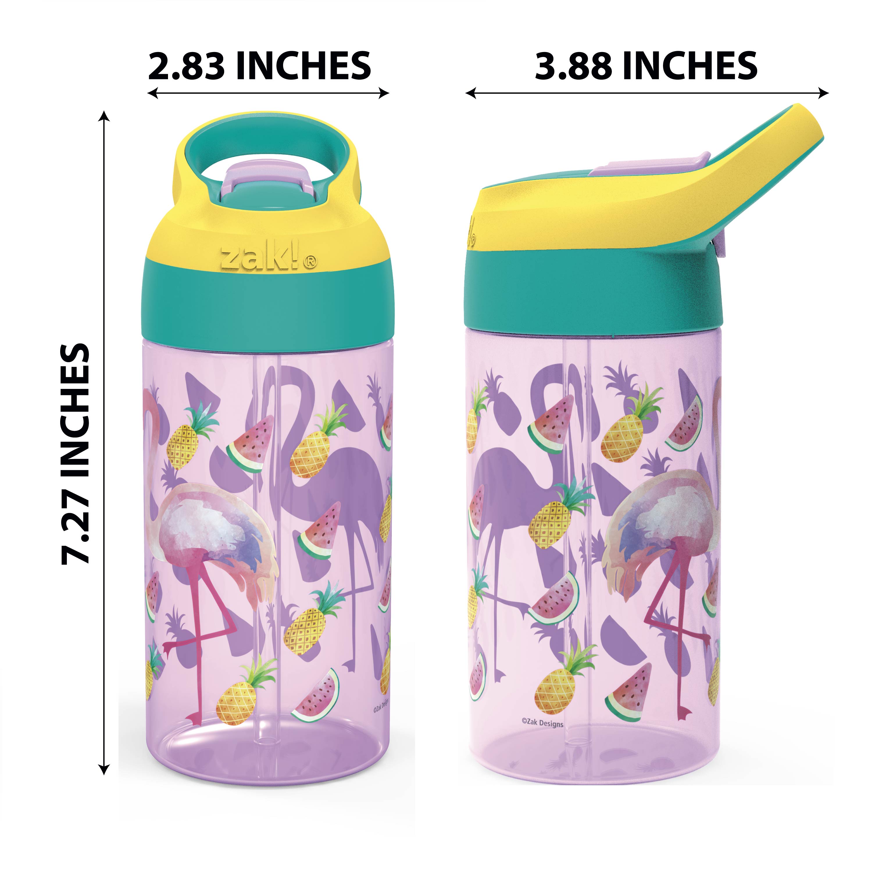 Zak Hydration 16 ounce Water Bottle, Cactus, Flamingos and Pineapples, 2-piece set slideshow image 8
