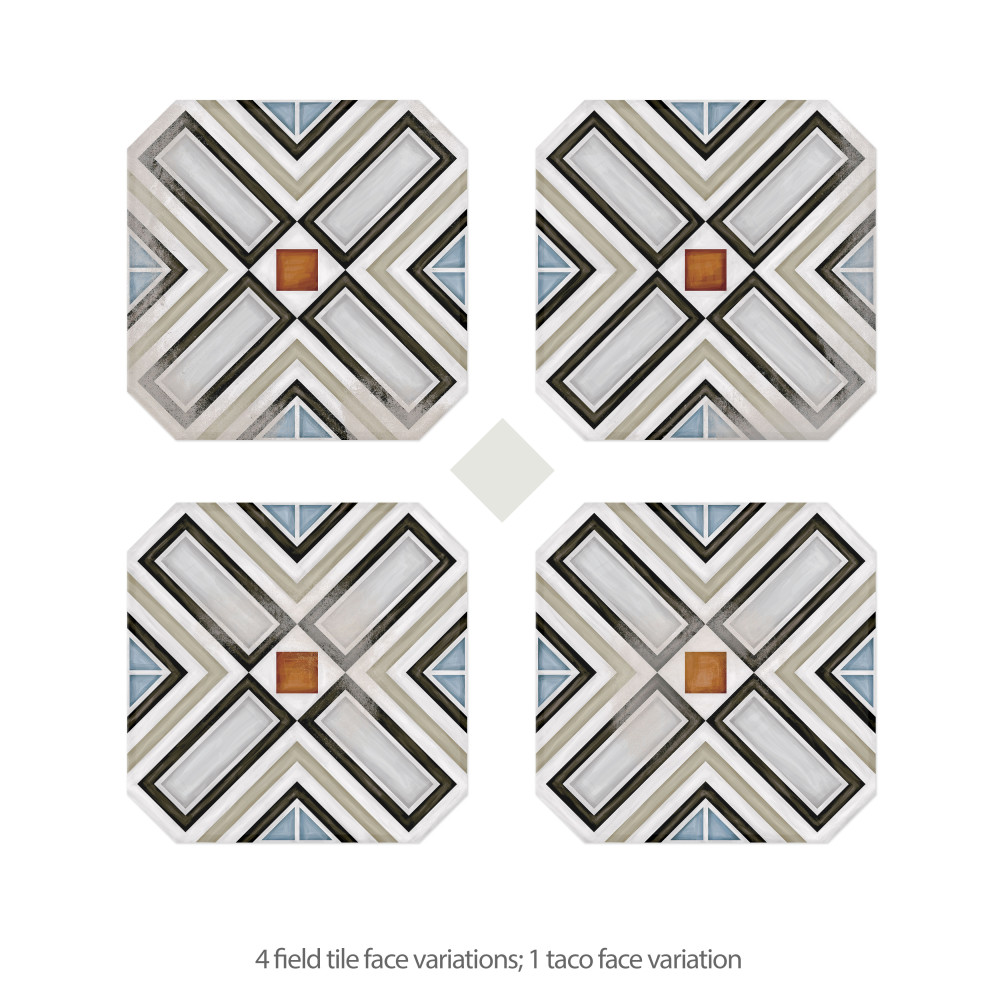 Vaudeville Octagon Deco Ritter with Taco Nacar 7-7/8 in. x 7-7/8 in. Porcelain Floor and Wall Tile