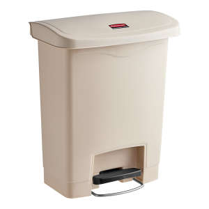 Rubbermaid Commercial, Streamline®, Step-On, 8gal, Resin, Beige, Rectangle, Receptacle