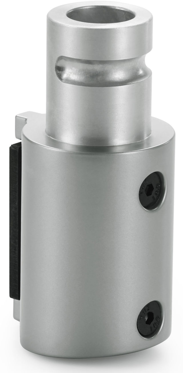 The column adapter for a silver Novus CLU Plus monitor arm.