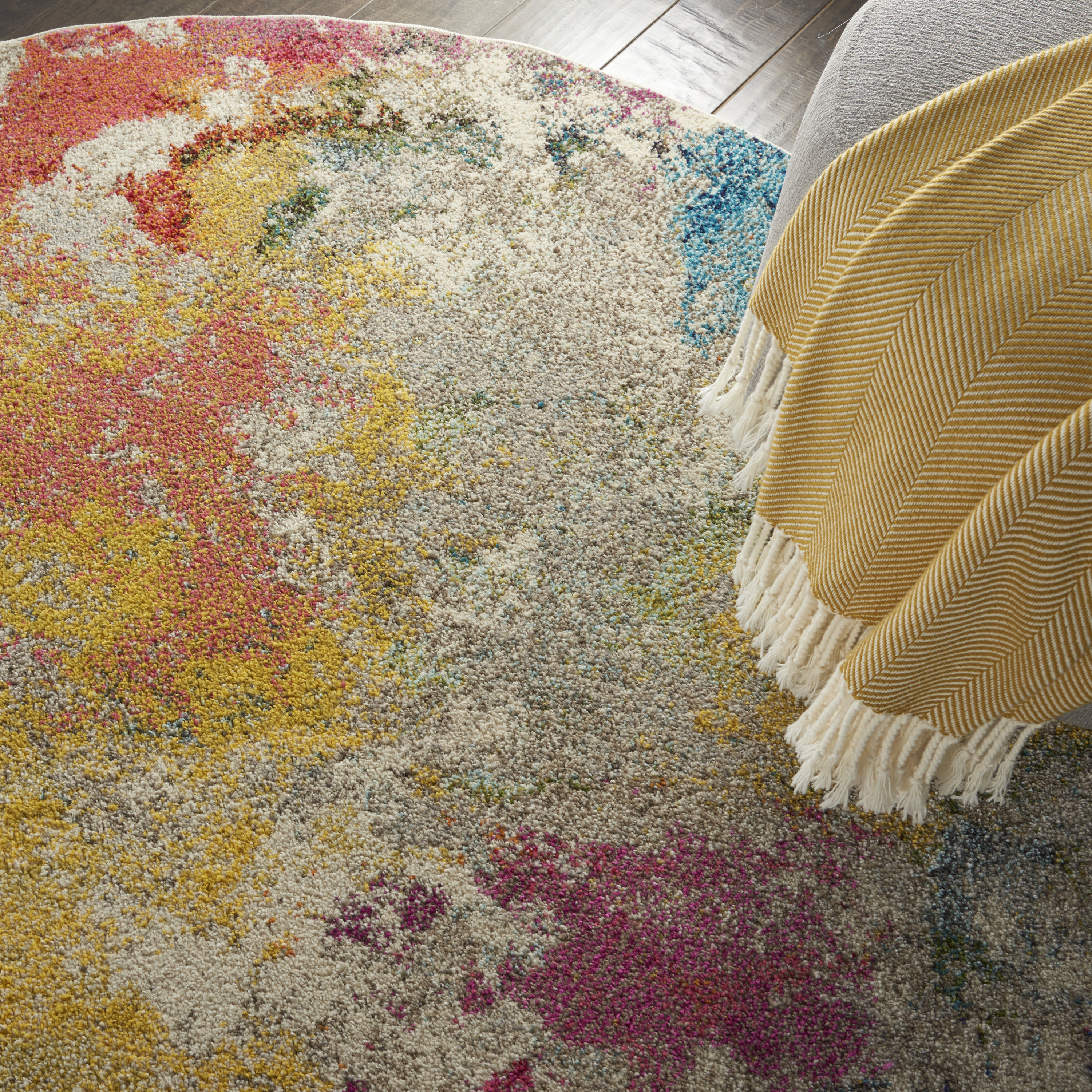 Nourison Celestial 4' x Round Ivory Multicolor Modern & Contemporary Indoor Rug