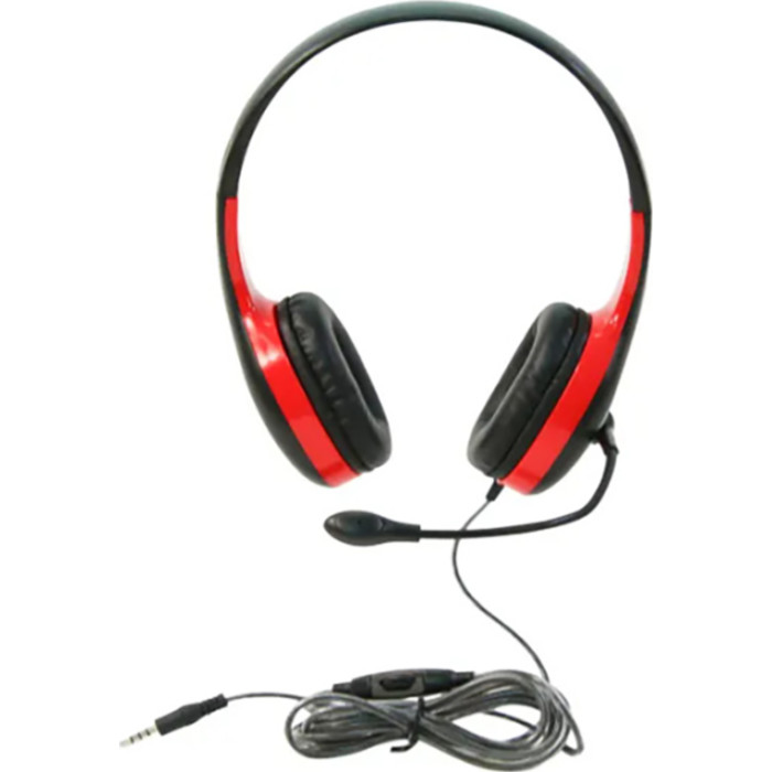 On-Ear Headset with Gooseneck Microphone, 3.5mm, Red