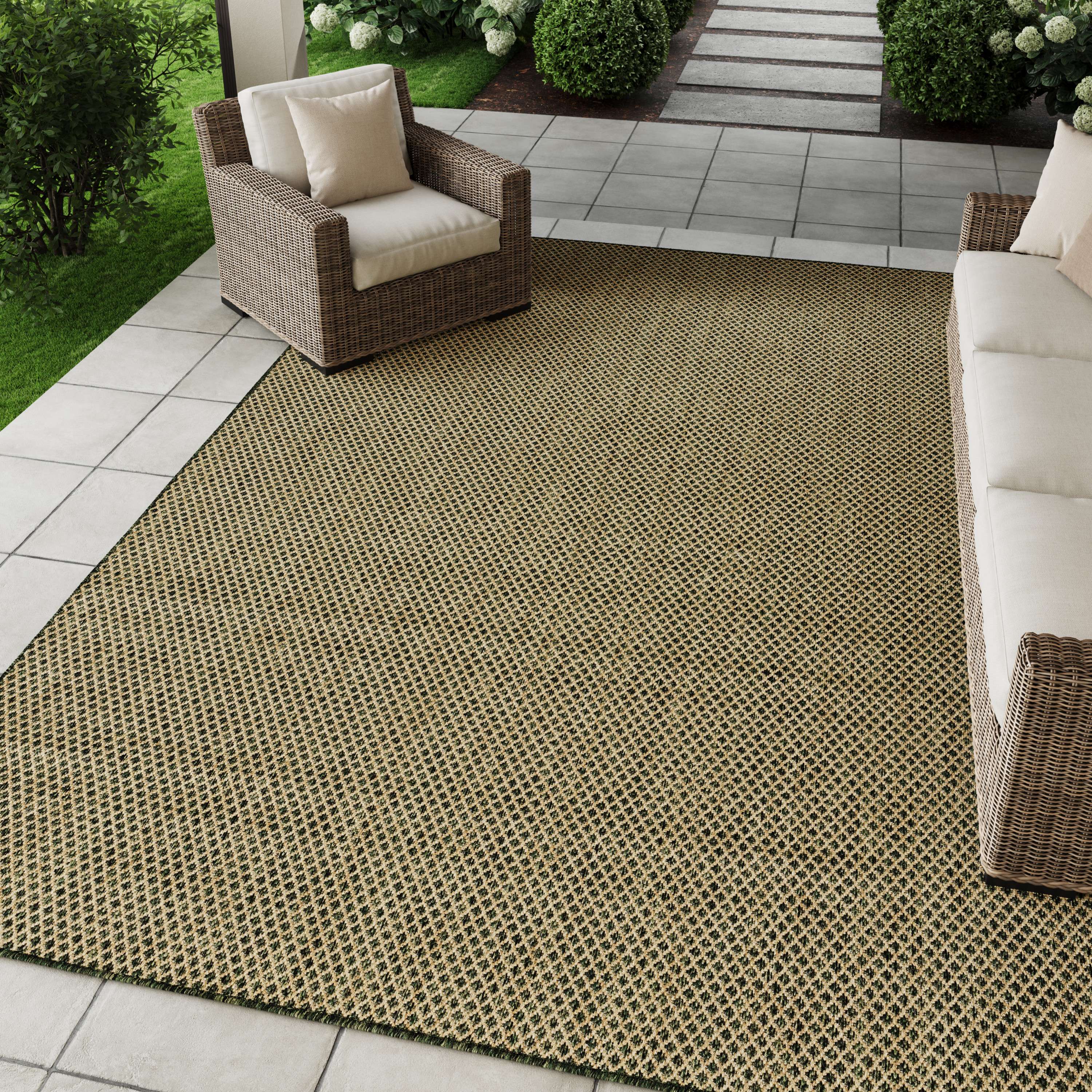 Nourison Courtyard 8' x 10' Green Modern Rug