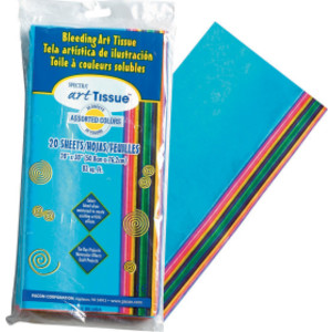 Deluxe Bleeding Art Tissue, 20 Assorted Colors, 20" x 30", 20 Sheets